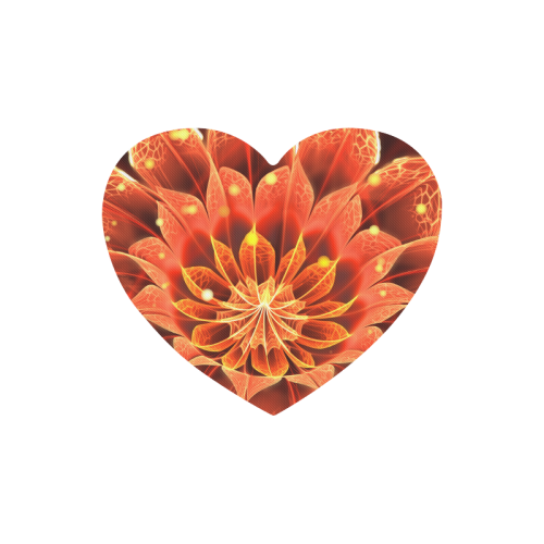 Fiery Heart-Shaped Mousepad -- Red Dahlia Fractal Flower with Beautiful Bokeh Heart-shaped Mousepad