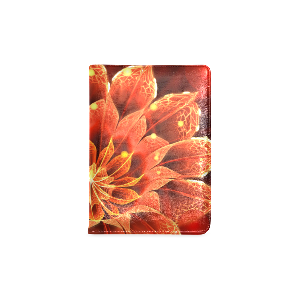 Fiery A5 Notebook -- Red Dahlia Fractal Flower with Beautiful Bokeh Custom NoteBook A5
