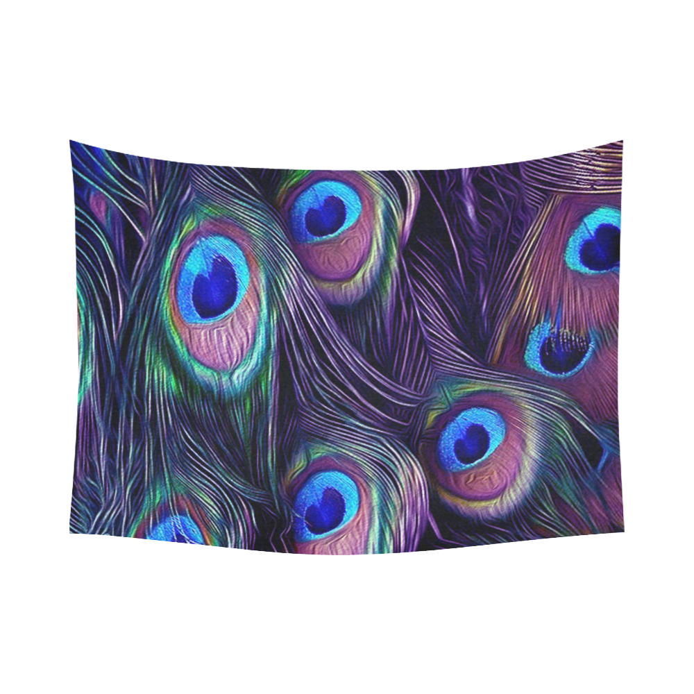 Peacock Feather Cotton Linen Wall Tapestry 80"x 60"