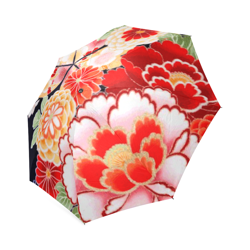 Beautiful Floral Japanese Kimono Pattern Foldable Umbrella (Model U01)