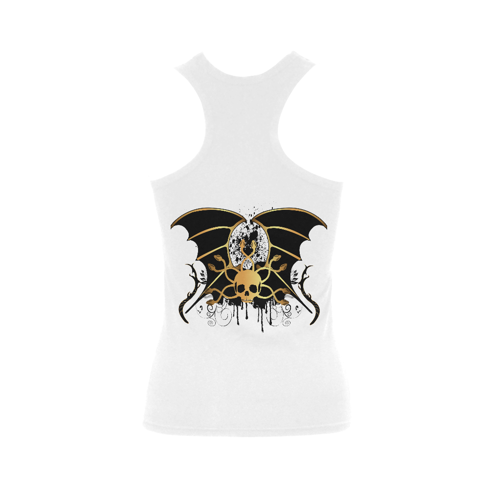 Skull with snakes and wings Women's Shoulder-Free Tank Top (Model T35)