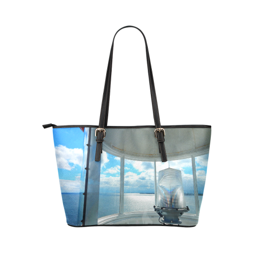Lighthouse View Leather Tote Bag/Small (Model 1651)