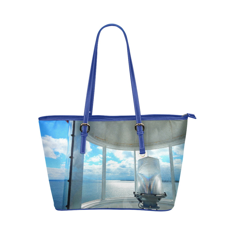Lighthouse View Leather Tote Bag/Small (Model 1651)