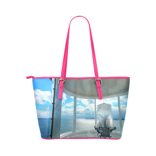 Lighthouse View Leather Tote Bag/Large (Model 1651)