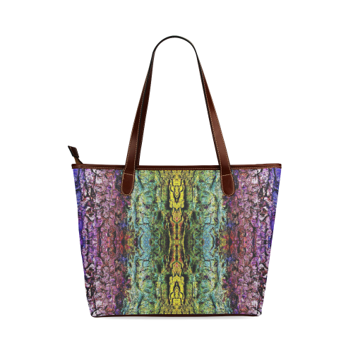 Abstract, Yellow Green, Purple, Shoulder Tote Bag (Model 1646)