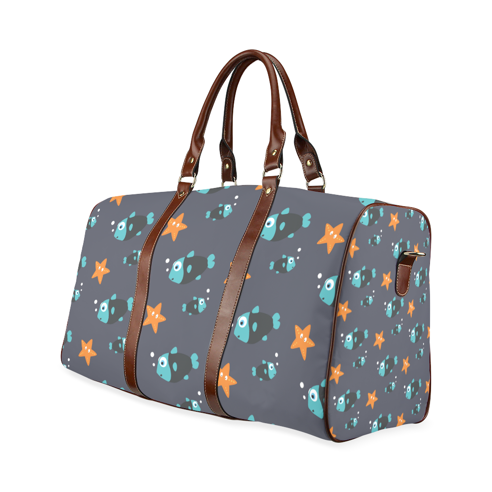 Blue fish and starfish   - sea and fish Waterproof Travel Bag/Large (Model 1639)