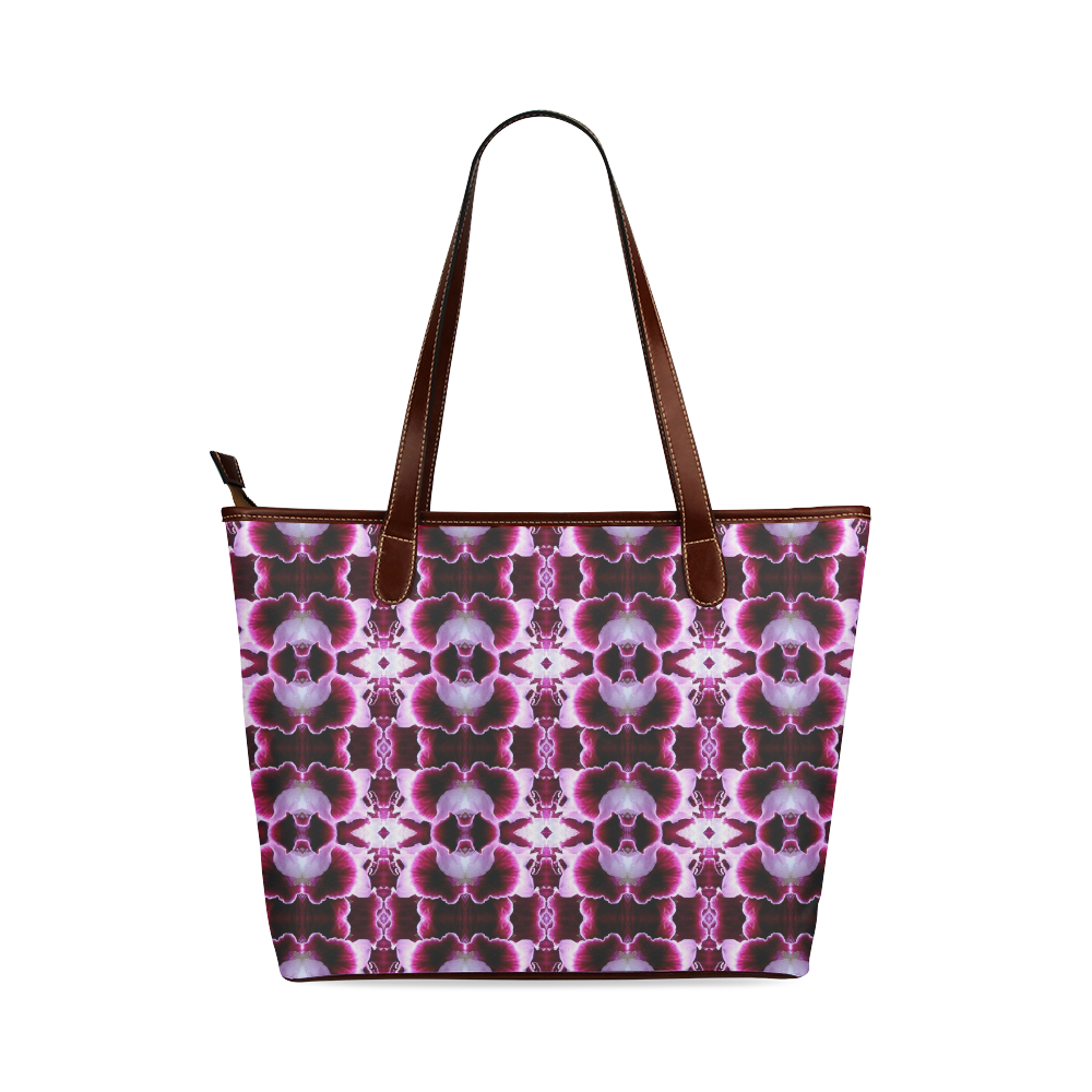 Purple White Flower Abstract Pattern Shoulder Tote Bag (Model 1646)