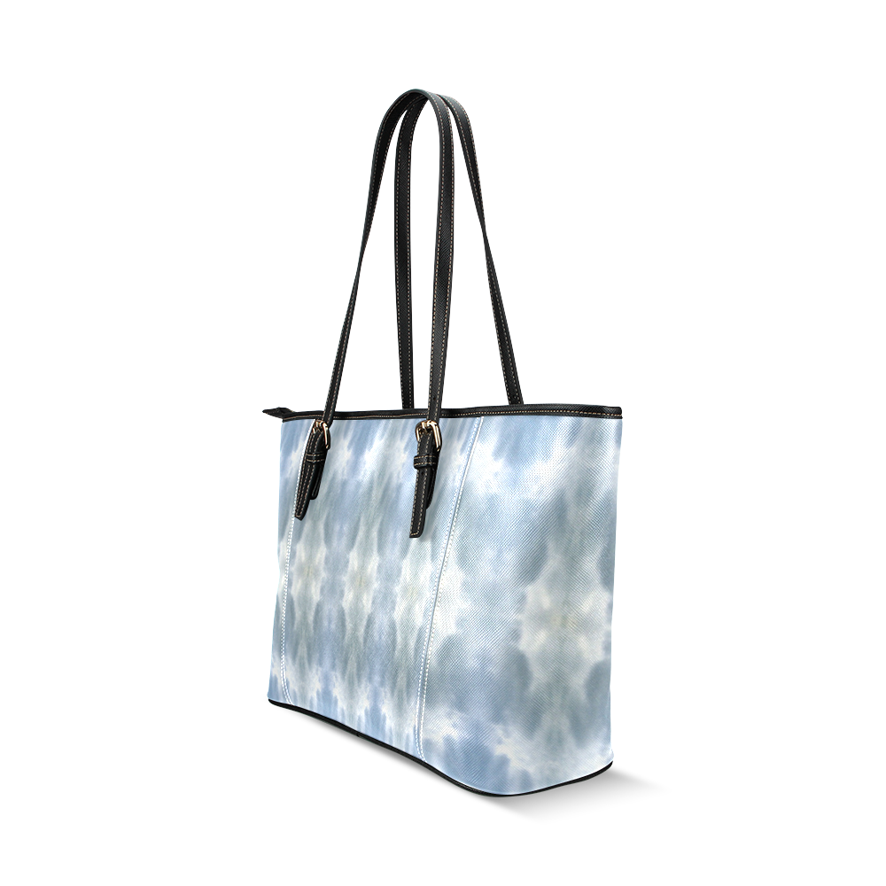 Ice Crystals Abstract Pattern Leather Tote Bag/Small (Model 1640)