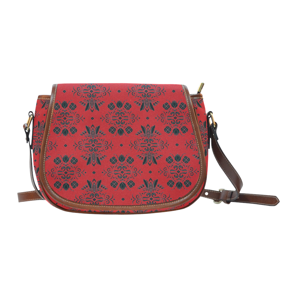 Wall Flower in Aurora Red High Drama by Aleta Saddle Bag/Small (Model 1649) Full Customization