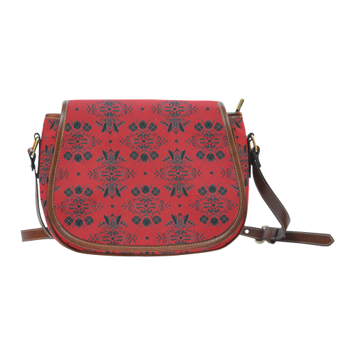 Wall Flower in Aurora Red High Drama by Aleta Saddle Bag/Small (Model 1649) Full Customization