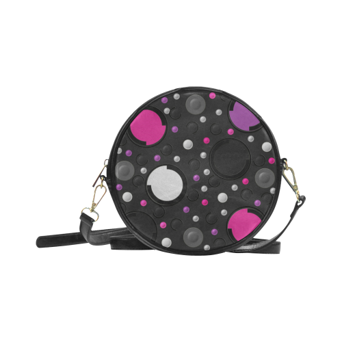 Pink Purple Circles Round Sling Bag (Model 1647)
