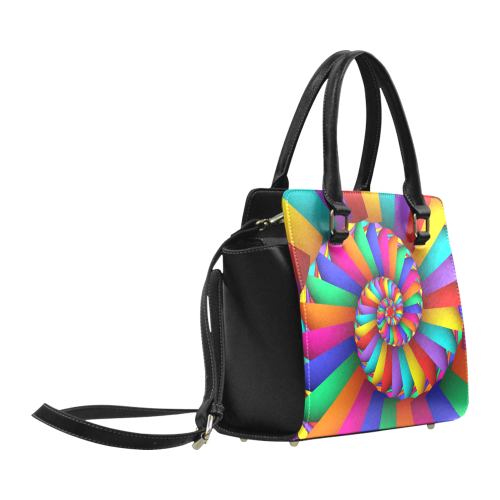 Rainbow Spiral Cool Abstract Fractal Art Classic Shoulder Handbag (Model 1653)