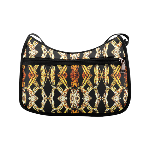 Elegant Oriental Pattern Black Gold Crossbody Bags (Model 1616)