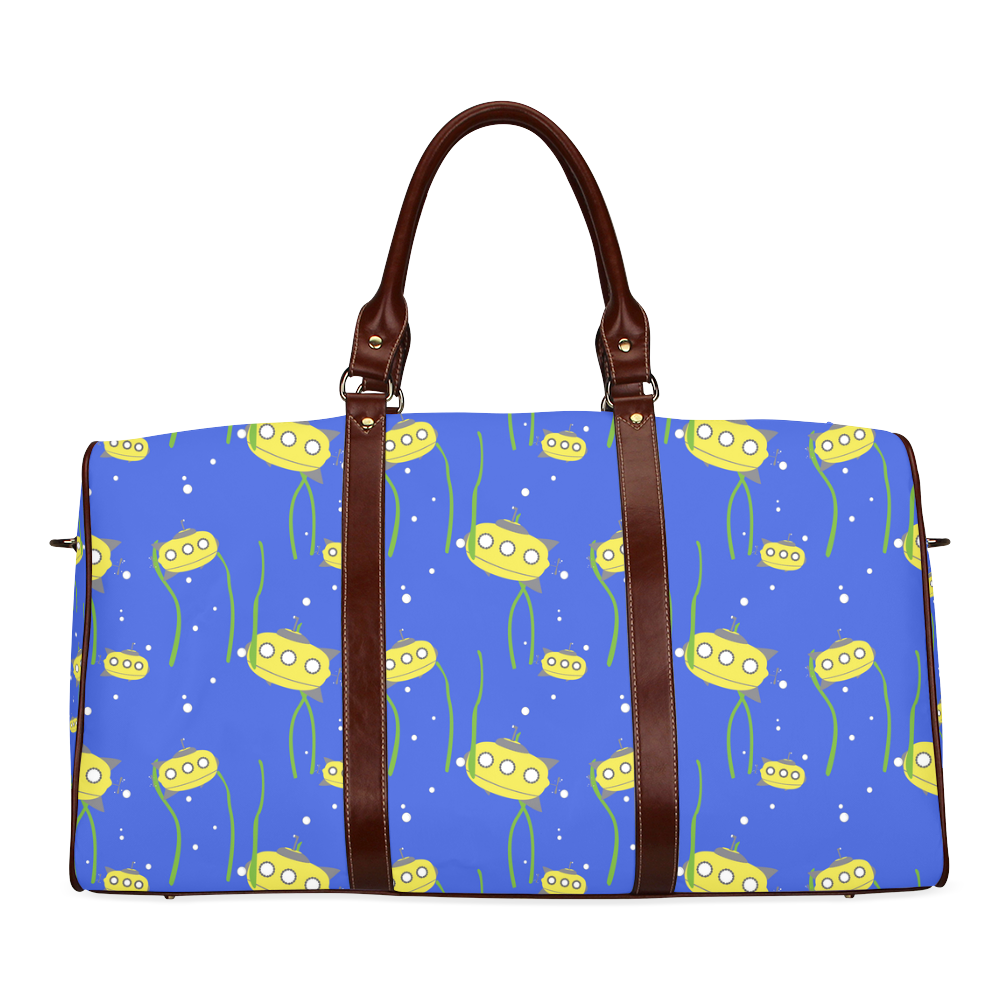 Yellow small submarine   - cartoon and yellow Waterproof Travel Bag/Large (Model 1639)