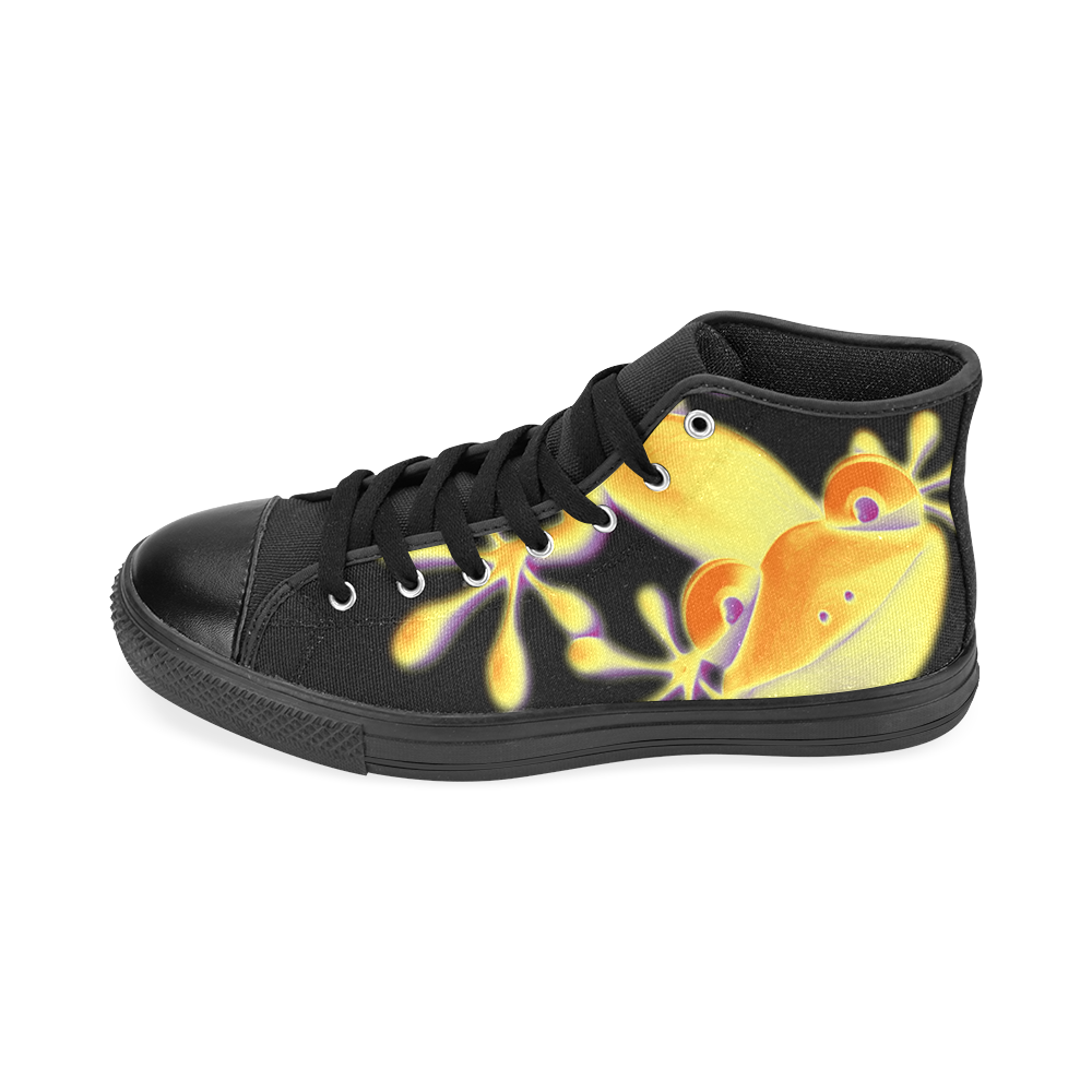 FUNNY SMILING GECKO yellow orange violet Men’s Classic High Top Canvas Shoes /Large Size (Model 017)
