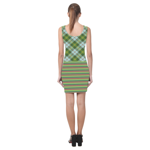 Beet Fields Plaid & Stripe by Aleta Medea Vest Dress (Model D06)
