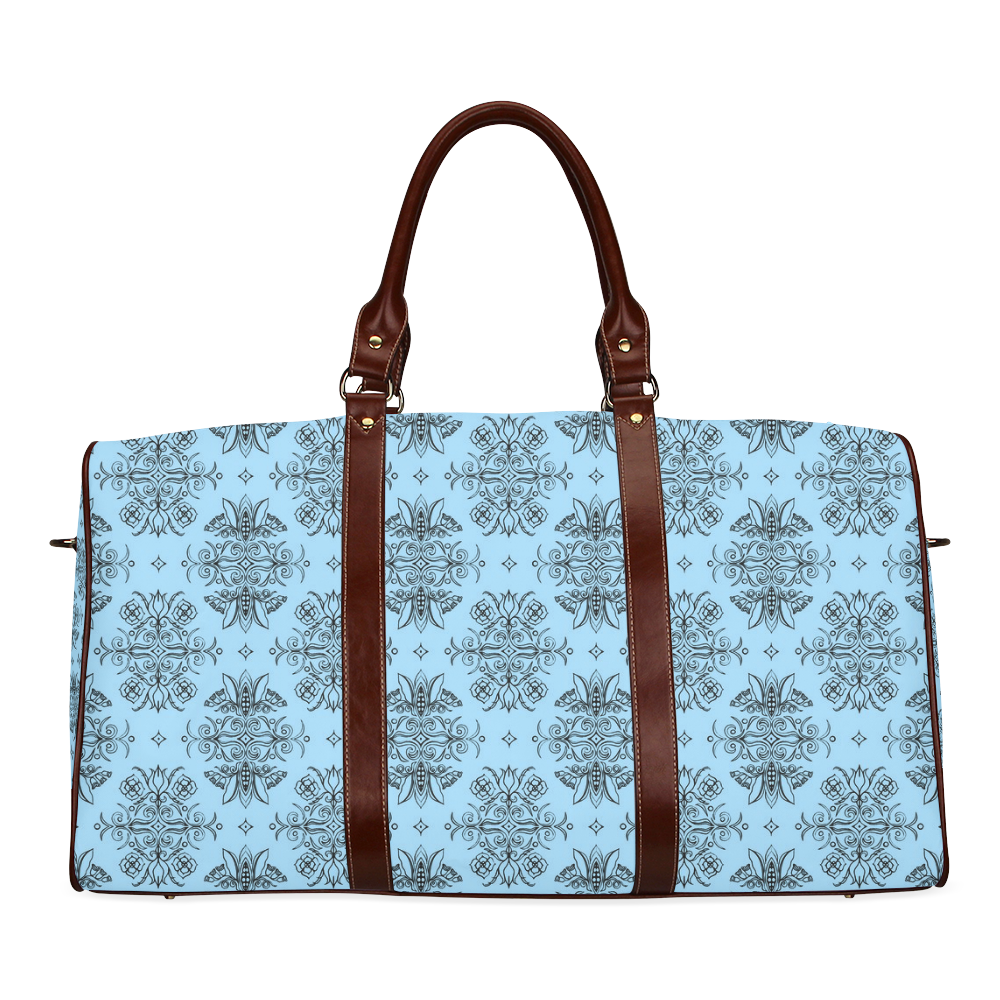 Wall Flower in Airy Blue by Aleta Waterproof Travel Bag/Large (Model 1639)