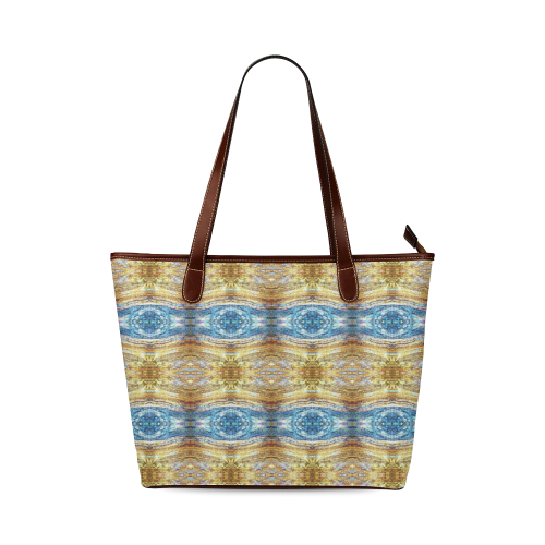 Gold and Blue Elegant Pattern Shoulder Tote Bag (Model 1646)