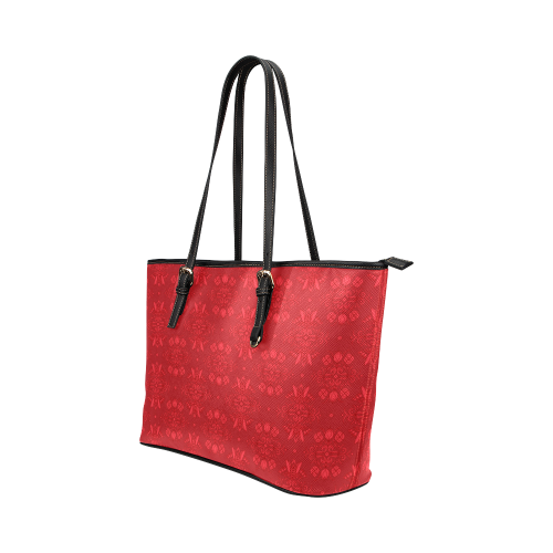 Wall Flower in Aurora Red Wash by Aleta Leather Tote Bag/Large (Model 1651)
