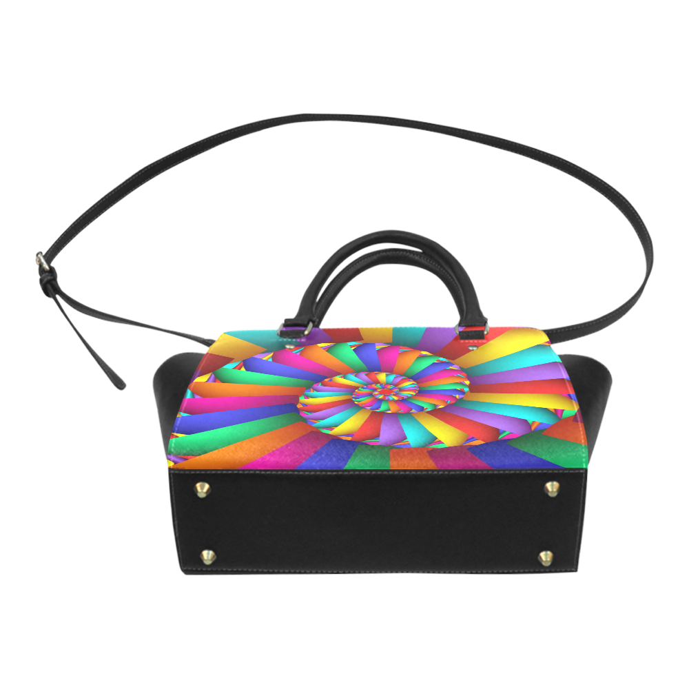 Rainbow Spiral Cool Abstract Fractal Art Classic Shoulder Handbag (Model 1653)