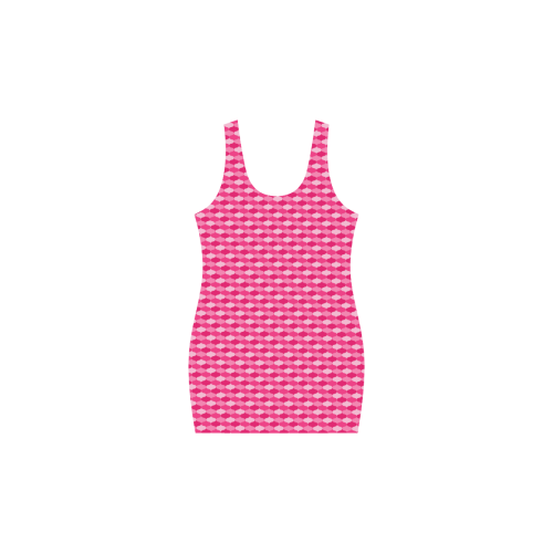 Pink Retro Lozenge Pattern by ArtformDesigns Medea Vest Dress (Model D06)