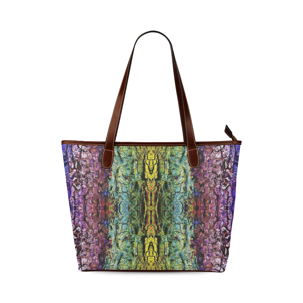 Abstract, Yellow Green, Purple, Shoulder Tote Bag (Model 1646)