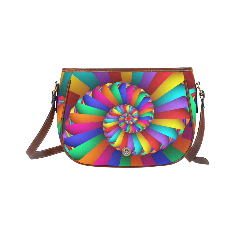 Rainbow Spiral Cool Abstract Fractal Art Saddle Bag/Small (Model 1649) Full Customization