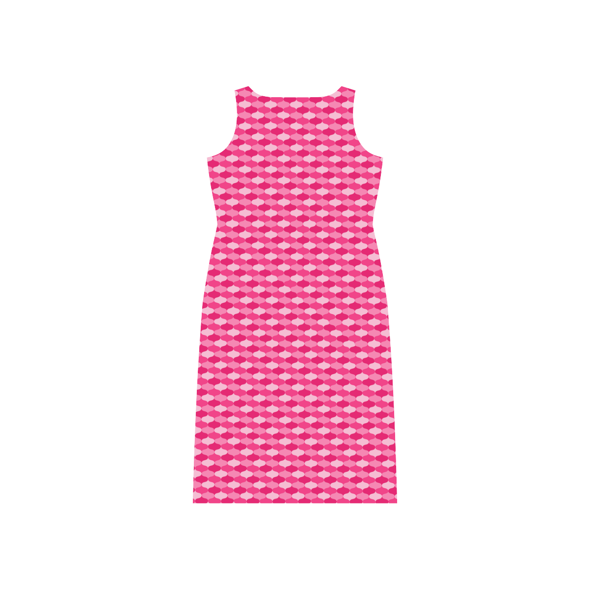 Pink Retro Lozenge Pattern by ArtformDesigns Phaedra Sleeveless Open Fork Long Dress (Model D08)