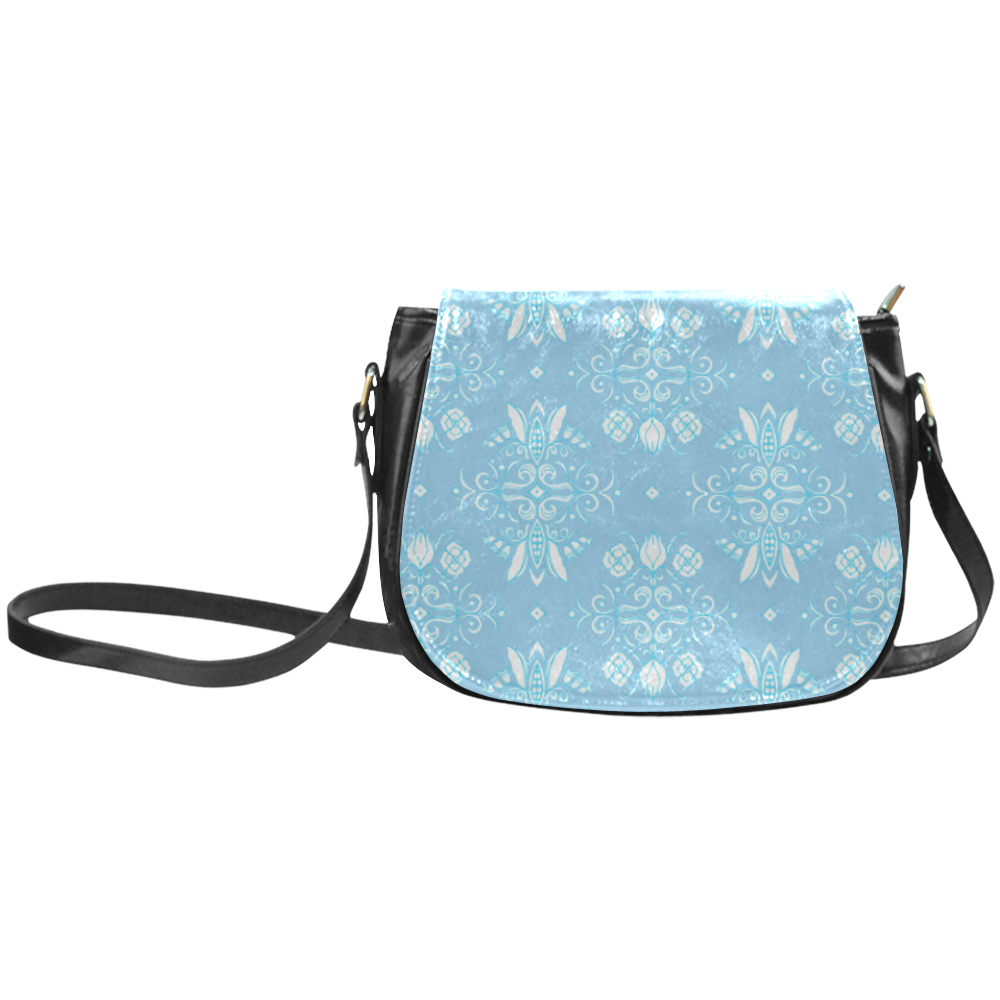 Wall Flower in Airy Blue Wash by Aleta Classic Saddle Bag/Small (Model 1648)