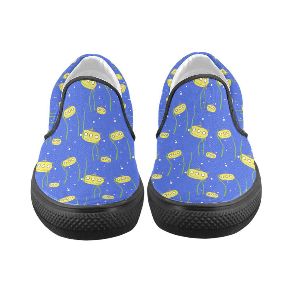 Yellow small submarine   - cartoon and yellow Men's Unusual Slip-on Canvas Shoes (Model 019)