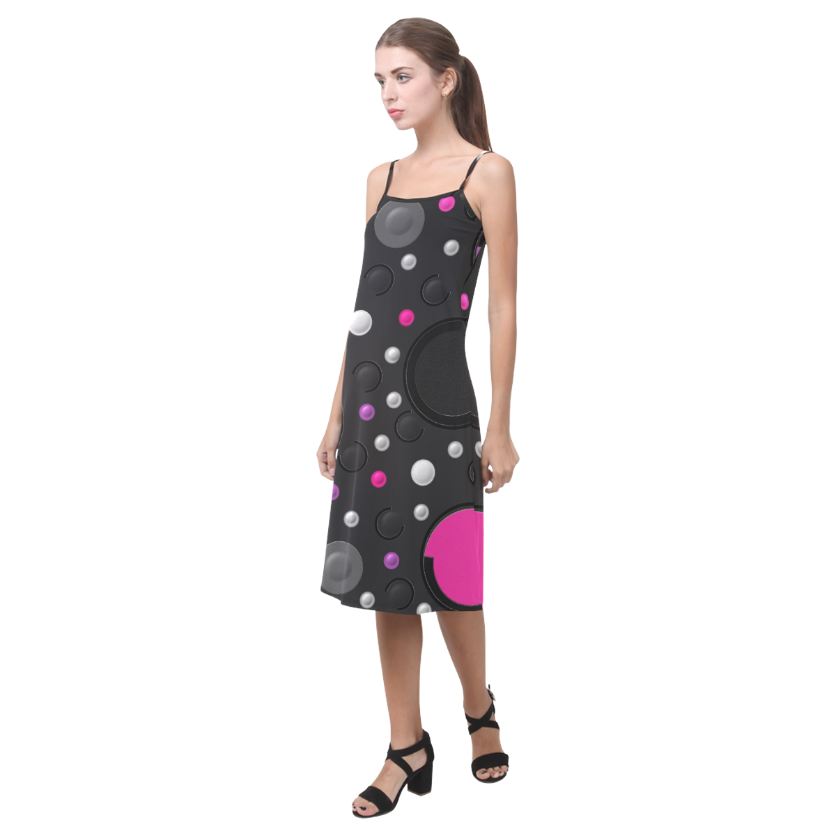Pink Purple Circles Alcestis Slip Dress (Model D05)