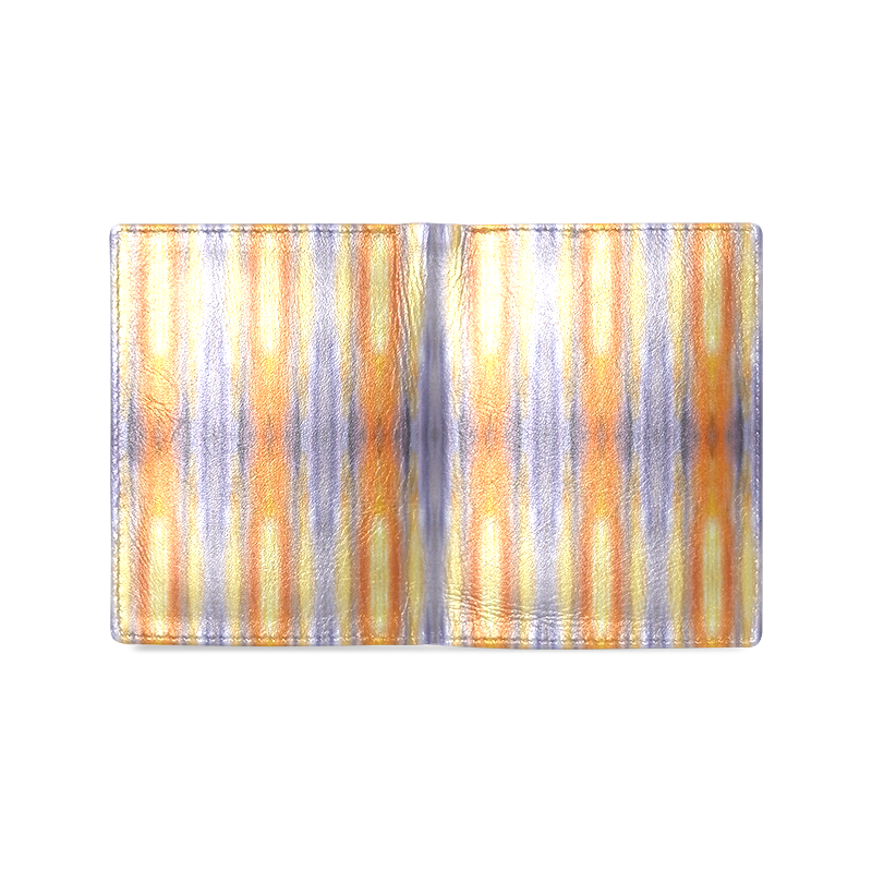 Gray Orange Stripes Pattern Men's Leather Wallet (Model 1612)