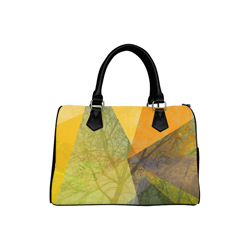 P24-F_Trees and Triangles Yellow Green Boston Handbag (Model 1621)