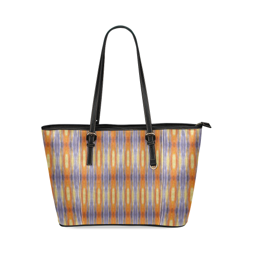 Gray Orange Stripes Pattern Leather Tote Bag/Small (Model 1640)