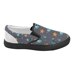 Blue fish and starfish   - sea and fish Women's Slip-on Canvas Shoes (Model 019)