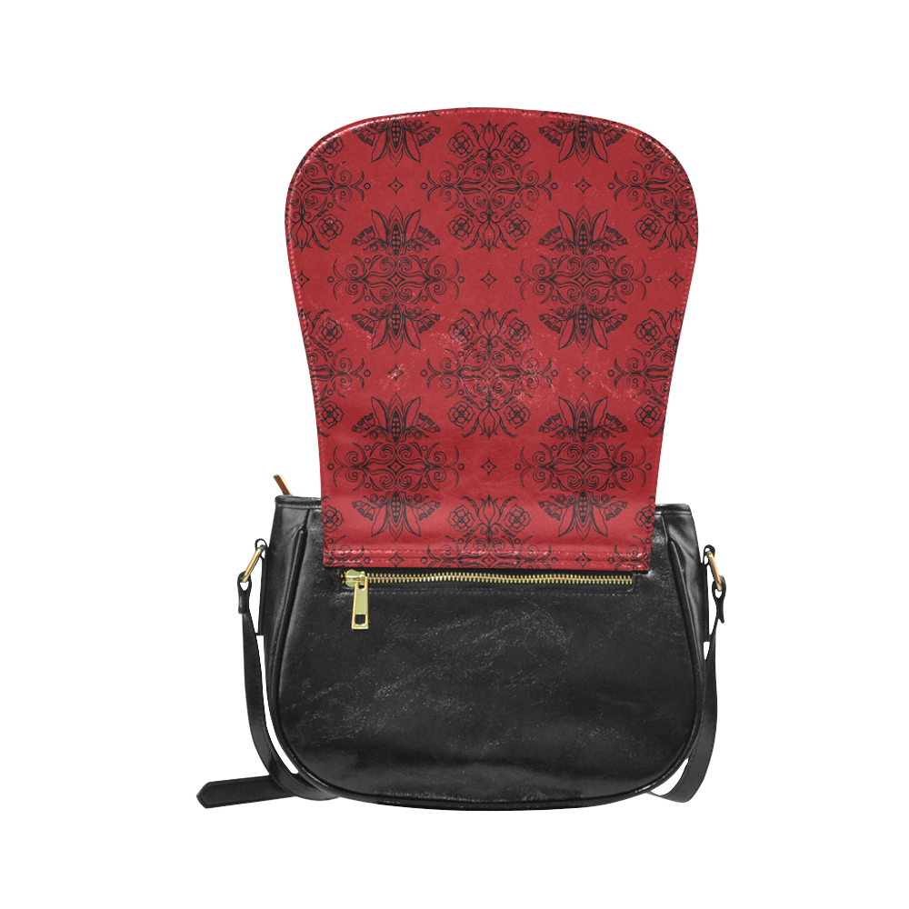 Wall Flower in Aurora Red by Aleta Classic Saddle Bag/Small (Model 1648)