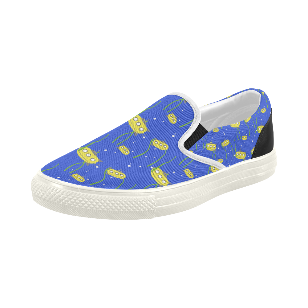 Yellow small submarine   - cartoon and yellow Women's Slip-on Canvas Shoes (Model 019)