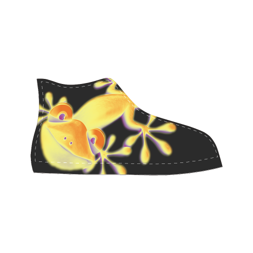 FUNNY SMILING GECKO yellow orange violet Men’s Classic High Top Canvas Shoes /Large Size (Model 017)