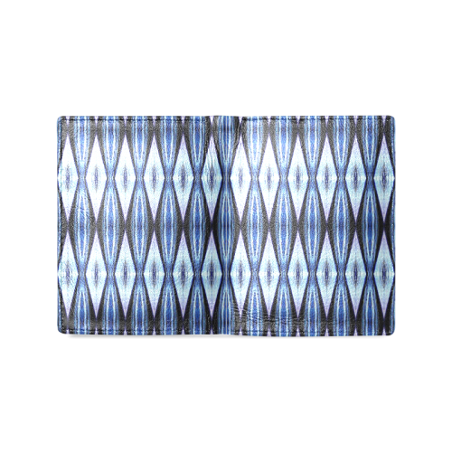 Blue White Diamond Pattern Men's Leather Wallet (Model 1612)