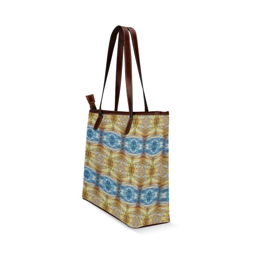Gold and Blue Elegant Pattern Shoulder Tote Bag (Model 1646)