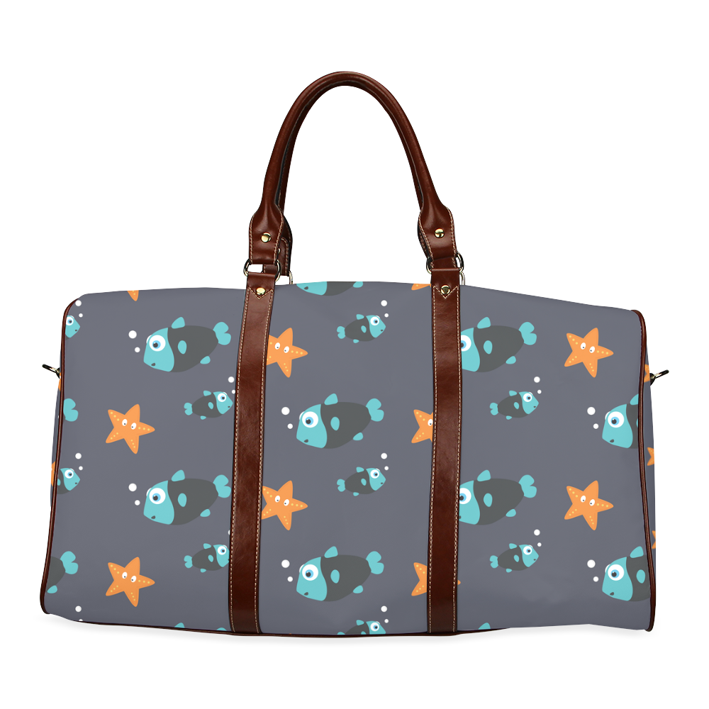 Blue fish and starfish   - sea and fish Waterproof Travel Bag/Large (Model 1639)