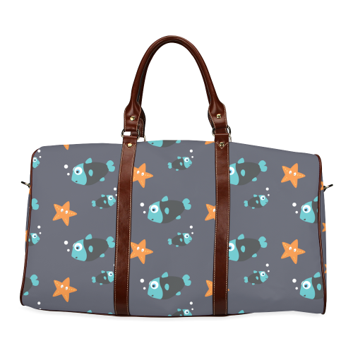 Blue fish and starfish   - sea and fish Waterproof Travel Bag/Large (Model 1639)