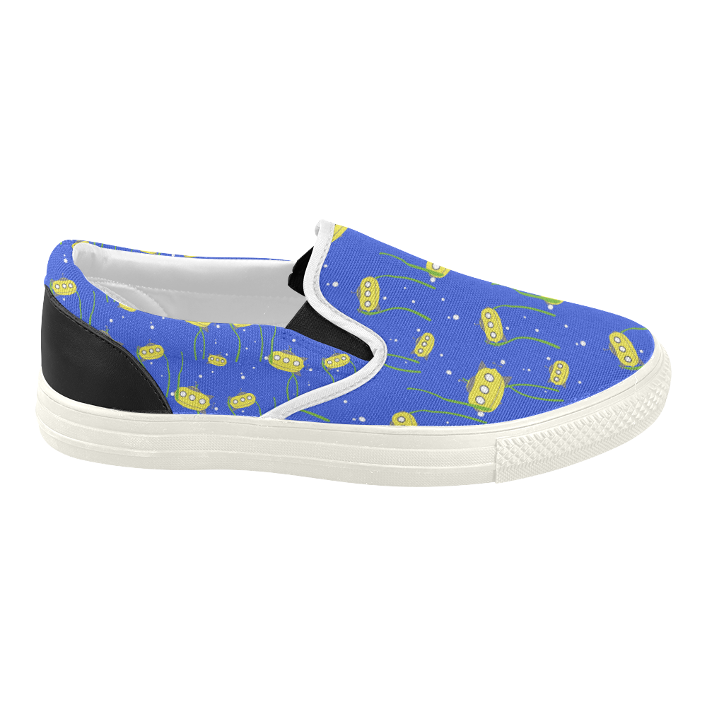 Yellow small submarine   - cartoon and yellow Women's Slip-on Canvas Shoes (Model 019)