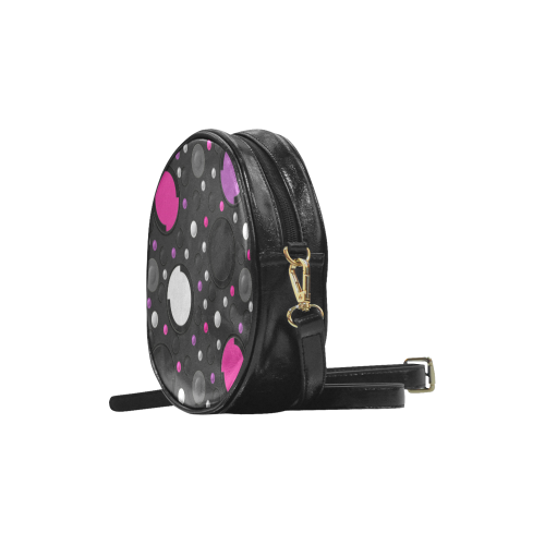 Pink Purple Circles Round Sling Bag (Model 1647)