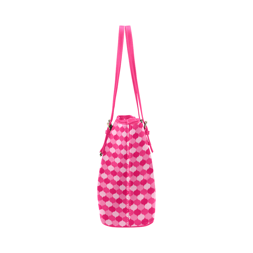 Pink Retro Lozenge Pattern by ArtformDesigns Leather Tote Bag/Large (Model 1651)