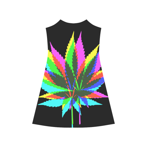 Wild Hemp Leaves - neon colored Alcestis Slip Dress (Model D05)