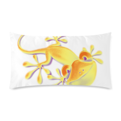 FUNNY SMILING GECKO yellow orange violet Rectangle Pillow Case 20"x36"(Twin Sides)