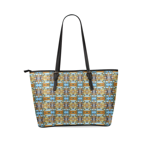 Columns Stone Pattern Leather Tote Bag/Small (Model 1640)