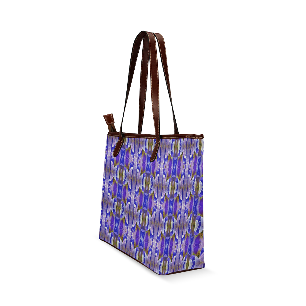 Blue White Abstract Flower Pattern Shoulder Tote Bag (Model 1646)