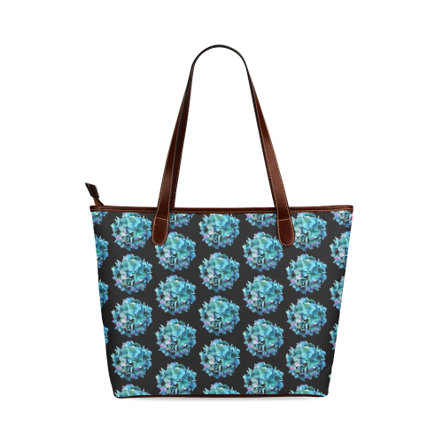 Green Blue Hydrangea Pattern Shoulder Tote Bag (Model 1646)